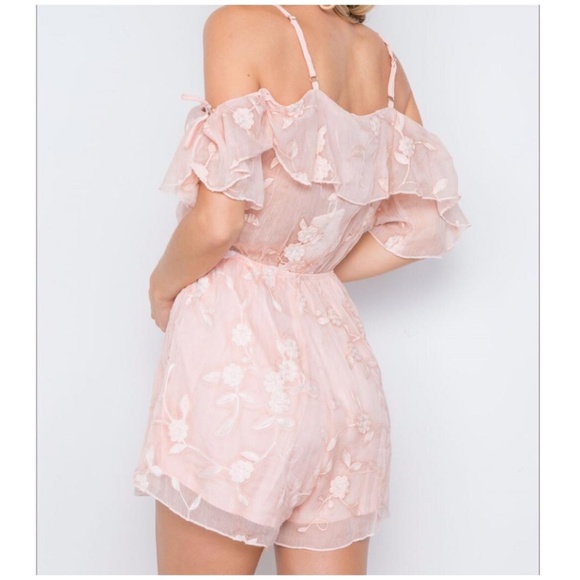 Saints + Secrets Blush Chiffon Overlay Romper - Picture 4 of 4